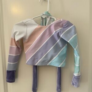 Pastel Rainbow Striped Long Sleeve Two Piece Swimsuit